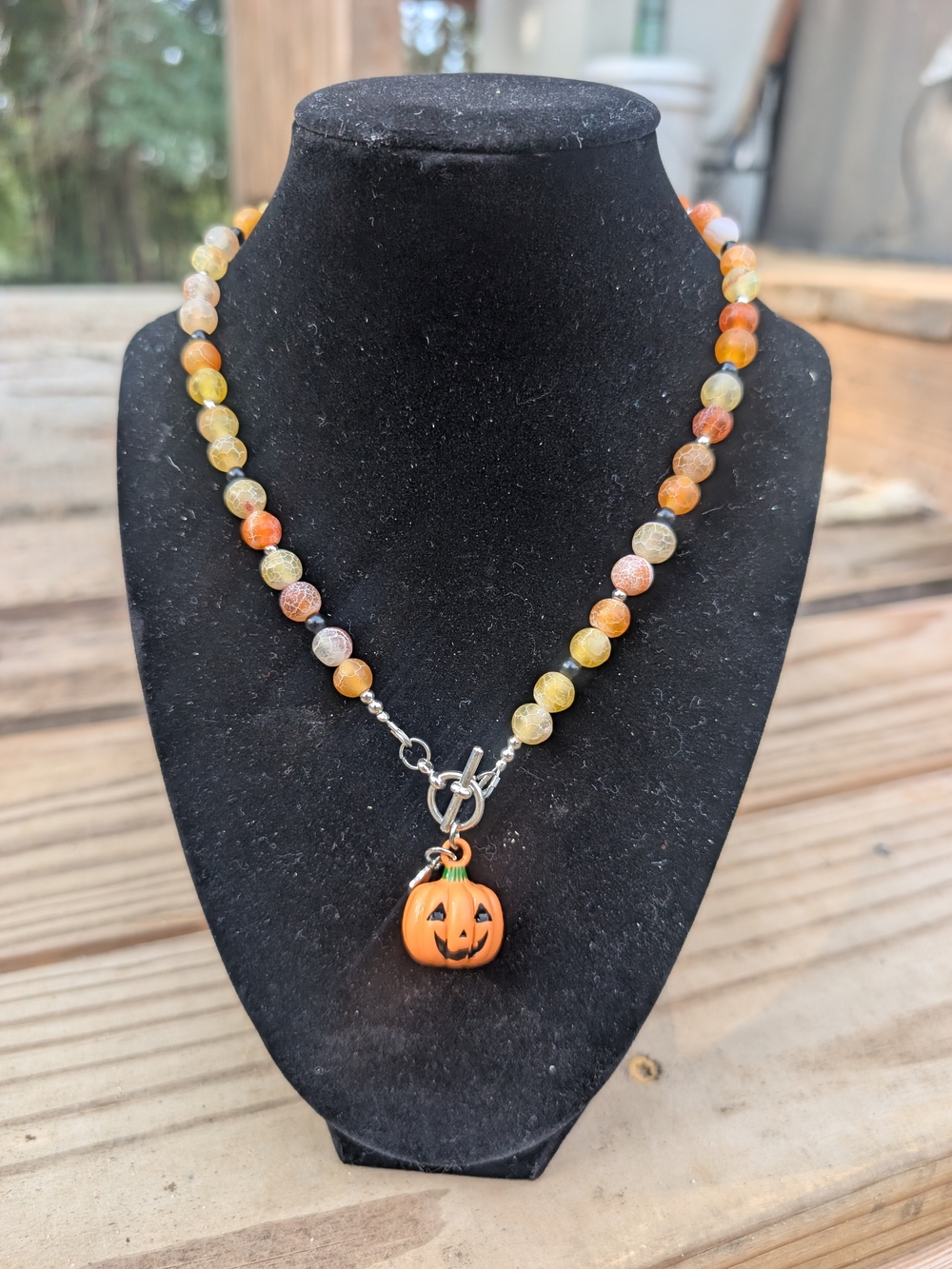 Autumn Orange Pumpkin Bead Necklace for Women